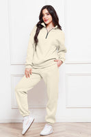 Half Zip Long Sleeve Sweatshirt and Pants Set S-2XL