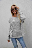 Openwork Round Neck Ruffled Sweater S-XL