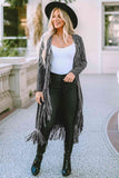 Sweater Fringe Detail Long Sleeve Cardigan S-XL