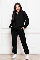 Half Zip Long Sleeve Sweatshirt and Pants Set S-2XL