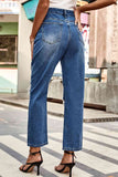 Distressed Buttoned Jeans with Pockets S-2XL