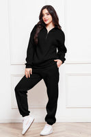 Half Zip Long Sleeve Sweatshirt and Pants Set S-2XL