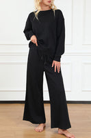 US Double Take Long Sleeve Top and Drawstring Pants Set S-3XL