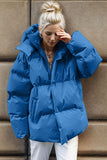 Pocketed Zip Up Hooded Puffer Coat S-L