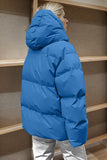 Pocketed Zip Up Hooded Puffer Coat S-L