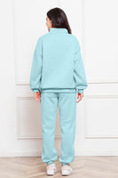 Half Zip Long Sleeve Sweatshirt and Pants Set S-2XL