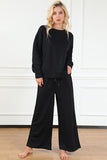 US Double Take Long Sleeve Top and Drawstring Pants Set S-3XL