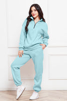 Half Zip Long Sleeve Sweatshirt and Pants Set S-2XL