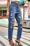 Distressed Buttoned Jeans with Pockets S-2XL