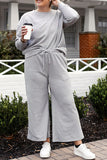 US Double Take Long Sleeve Top and Drawstring Pants Set S-3XL