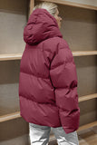 Pocketed Zip Up Hooded Puffer Coat S-L