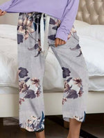 Pajamas Round Neck Top and Printed Pants Lounge Set S-XL