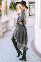 Sweater Fringe Detail Long Sleeve Cardigan S-XL