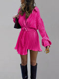 Button Up Dropped Shoulder Shirt Dress S-XL