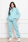 Half Zip Long Sleeve Sweatshirt and Pants Set S-2XL